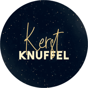 Donkerblauwe sluitzegel met de tekst kerstknuffel