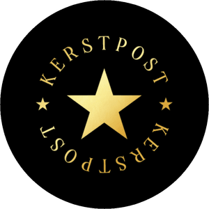Zwarte kerstpost zegel met gouden ster