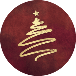 Rode sluitzegel met een abstracte kerstboom