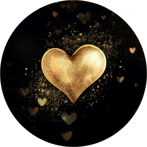Zwarte sluitzegel met een gouden glitter hart