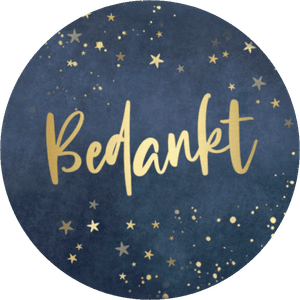 Blauwe sluitzegel met een goudlook bedankt