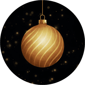 Donkere sluitzegel met een gouden kerstbal