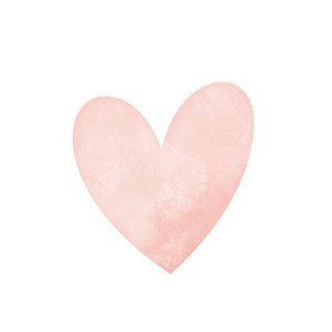 Witte sluitzegel met roze hartje in waterverf stijl