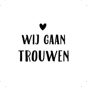 Witte sluitzegel met de tekst 'Wij gaan trouwen’ 
