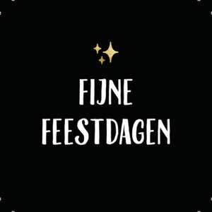 Zwarte sluitzegel met de tekst ‘Fijne feestdagen’ en gouden sterretjes