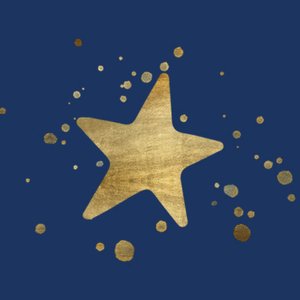 Ster blauw met gouden spetters