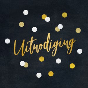 Uitnodiging confetti zwart