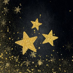 Zwarte sluitzegel met 3 goudlook glitter sterretjes