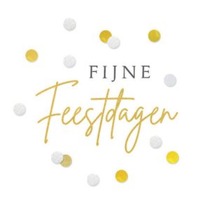 Witte sluitzegel met tekst fijne feestdagen en confetti