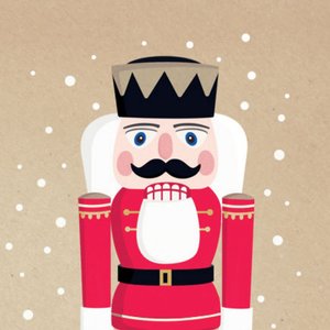 Vrolijke kerst sluitzegel met een illustratie van een notenkraker erop