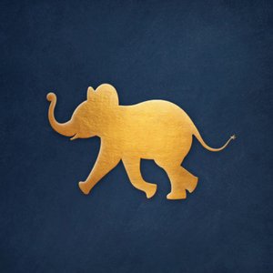 Blauwe sluitzegel met een goudlook olifant
