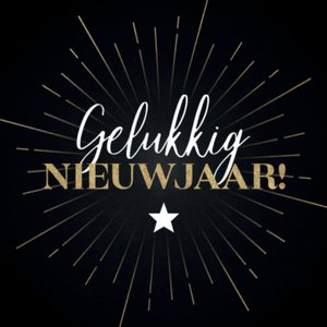 Zwarte sluitzegel met gouden gelukkig nieuwjaar en ster