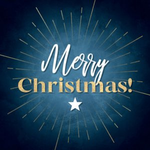 Blauwe sluitzegel Merry Christmas en ster