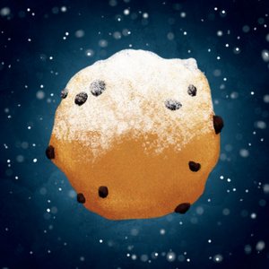 Blauwe sluitzegel met oliebol en poedersuiker