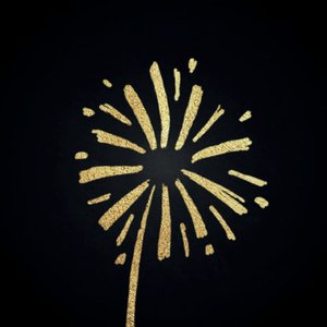 Zwarte sluitzegel met gouden vuurwerk