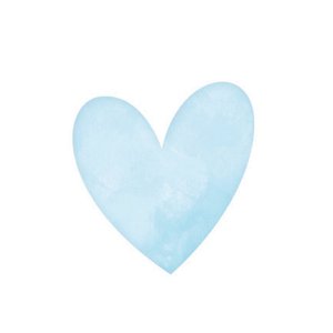 Witte sluitzegel met een blauw waterverf hartje er op.