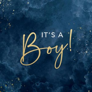 Donkerblauwe sluitzegel met tekst It's a Boy!