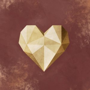 Donker rode sluitzegel met een geometrisch gouden hartje
