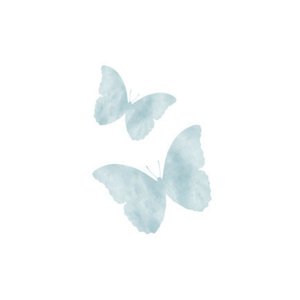 Witte sluitzegel met een grijsblauwe waterverf illustratie van 2 vlinders.