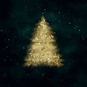 Donkergroene sluitzegel met een gouden kerstboom