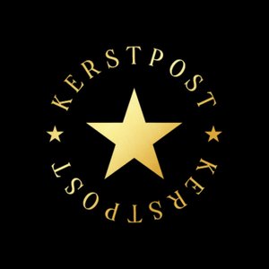 Zwarte kerstpost zegel met gouden ster