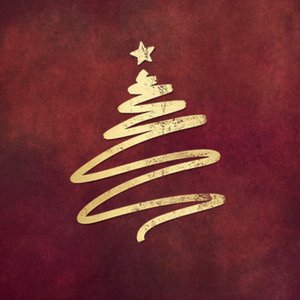 Rode sluitzegel met een abstracte kerstboom