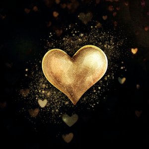 Zwarte sluitzegel met een gouden glitter hart