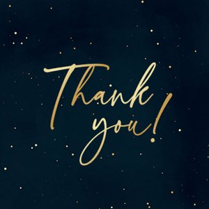 Donkere sluitzegel met gouden Thank you en sterren