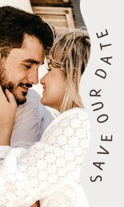 Labeltje met 'save our date' om aan je kaart te hangen. De foto is te vervangen voor je eigen foto. 