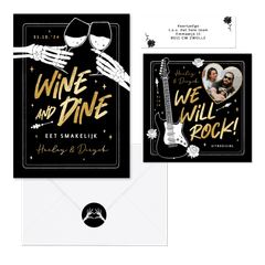 Trouwkaarten stoer Rock n Roll metal alternatief zwart