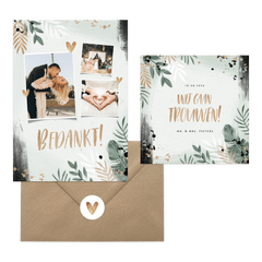 Trendy trouwset botanisch goud met waterverf