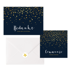 Communieset met gouden sterren confetti