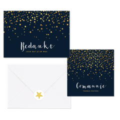 Communieset met gouden sterren confetti