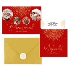 Set Hindoestaans rood mandala goud hartjes