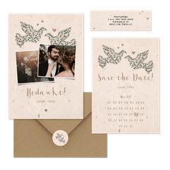 Trouwset kraftlook met duiven van bloemen