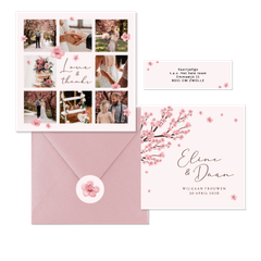 Trouwkaarten set kersenbloesem lente romantisch