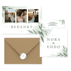 Waterverf trouwset jungle bladeren stijlvol