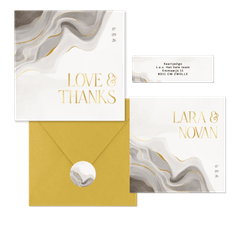 Trouwset stijlvol met marmereffect goudfolie