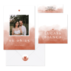 Stijlvolle terra waterverf trouwset en hartje