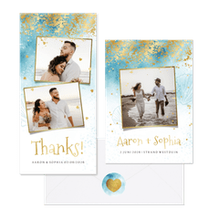 Watercolour set blauw met gouden accenten