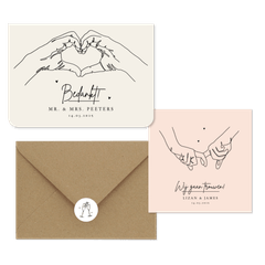 Stijlvol - trouwkaarten romantisch pastel line art eenvoudig