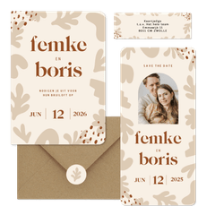 Trouwset beige met trendy abstracte vormen