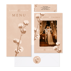 Trouwset natuurlijk in beige met katoentakje