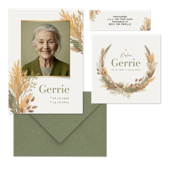 Rouwkaarten gedroogde takken bohemian groen beige