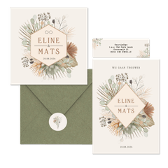 Bohemian trouwset met droogbloemen