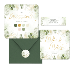 Set waterverf takjes groen met goud accenten