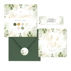 Set waterverf takjes groen met goud accenten