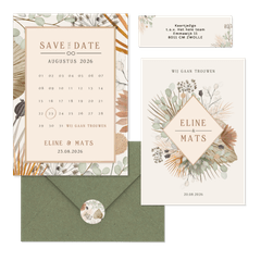 Trouwset bohemian met droogbloemen