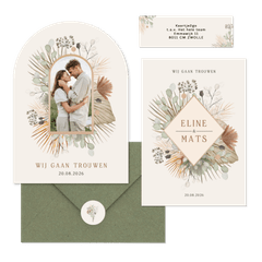 Trouwset bohemian met droogbloemen