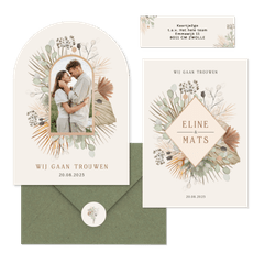 Trouwset bohemian met droogbloemen